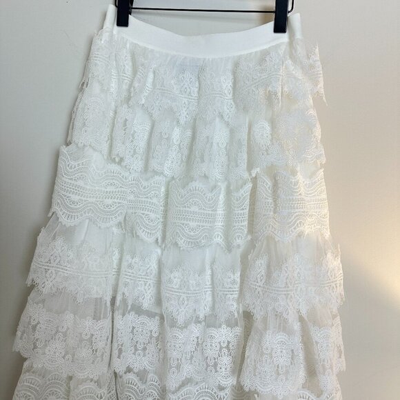 ALLSAINTS Lizi Tiered Lace Maxi Skirt in Chalk White Size US 6 - Picture 7 of 9